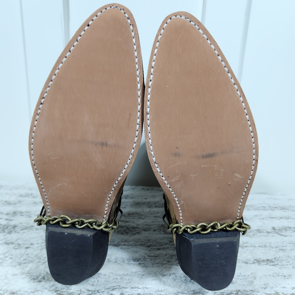 NWT Masterson Western Tan Brown Leather Cowboy Boots RB920 | Women's Size 7 - Picture 7 of 13